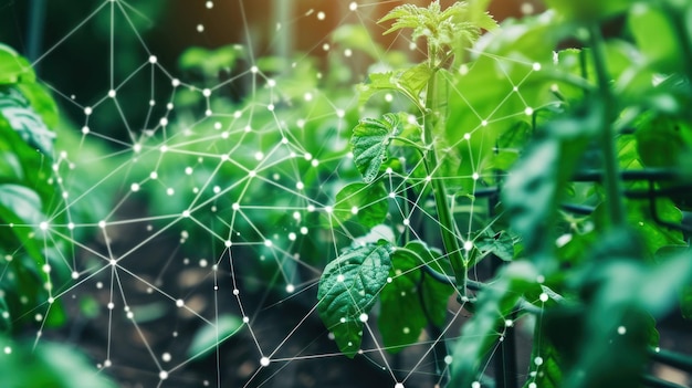 Fotografia de uma planta com tecnologia blockchain