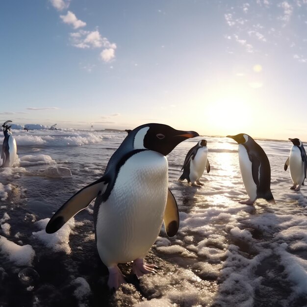 Foto fotografia de vida selvagem de pinguins inteligência artificial gerativa