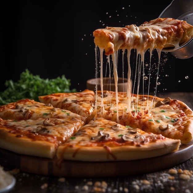 Fotografía de una deliciosa pizza entera que captura su atractivo irresistible