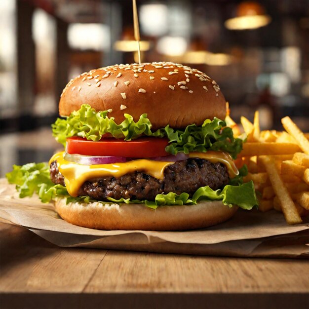 Fotografía de deliciosas hamburguesas con queso.