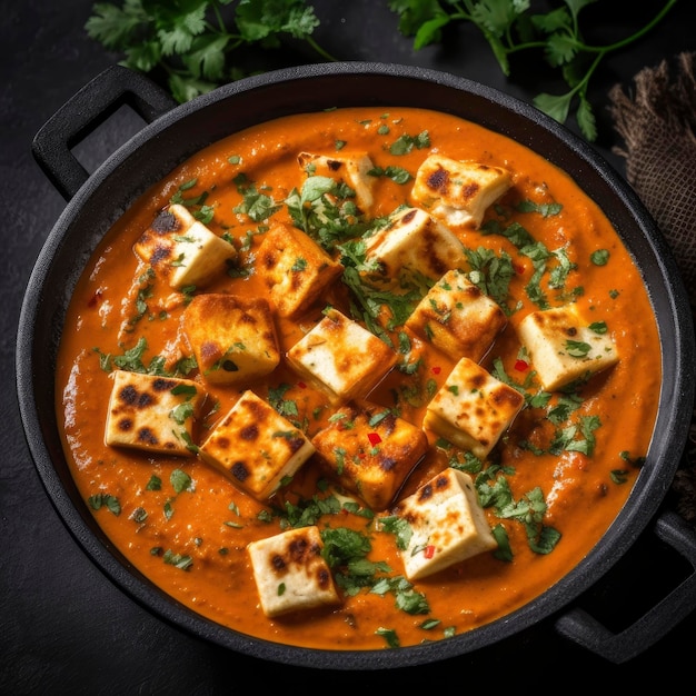 La fotografía del delicioso masala de mantequilla de paneer