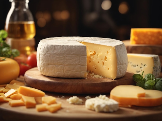Fotografía de deliciosos y delicados trozos de queso