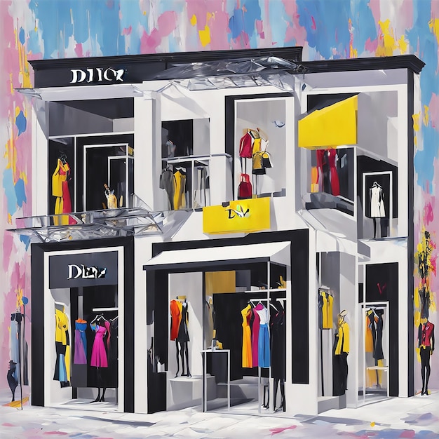 Foto fotografia descartável da kodak de uma loja pop-up da dior construída com cristal minimalismo moderno 8k