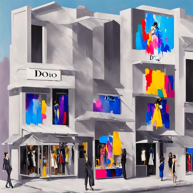 Foto fotografia descartável da kodak de uma loja pop-up da dior construída com cristal minimalismo moderno 8k