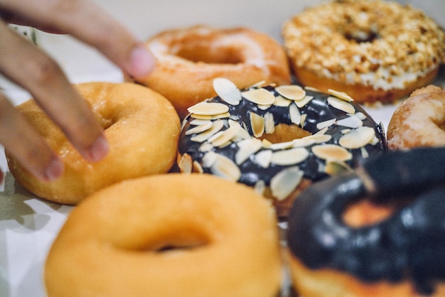 Fotografia detalhada de donuts