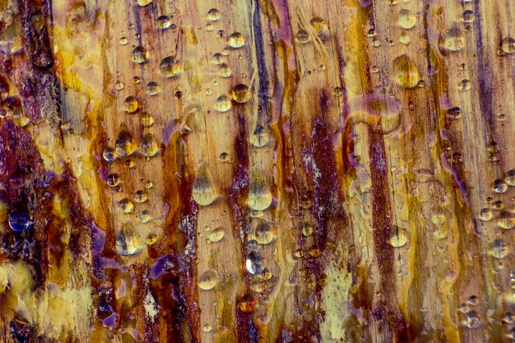 Foto fotografia detalhada de gotas em superfície de madeira