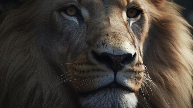 Fotografia detalhada de um leão, um animal selvagem.