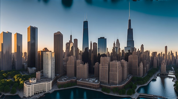 Una fotografía detallada de alta resolución del horizonte de Chicago