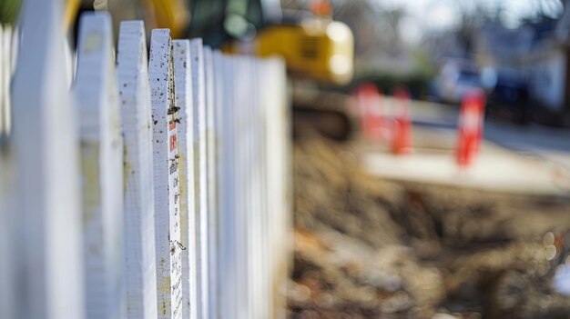 Una fotografía detallada de un aviso de construcción que informa a los transeúntes de la línea de tiempo del proyecto publicado en un