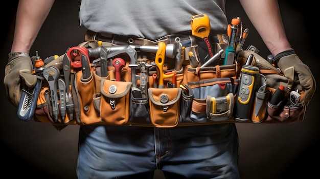 Foto fotografía detallada de un cinturón de herramientas para artesanos