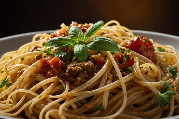 Fotografía detallada de la pasta de espagueti cocida