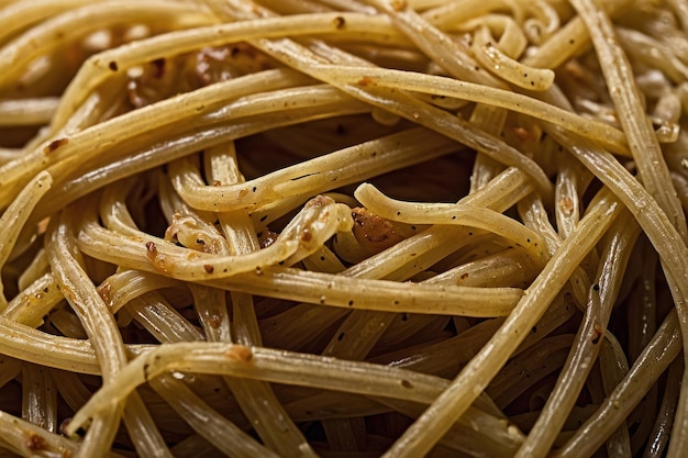 Fotografía detallada de la pasta de espagueti cocida