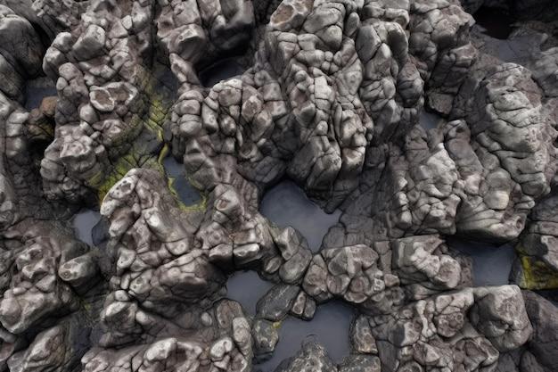 Fotografía detallada de las rocas volcánicas