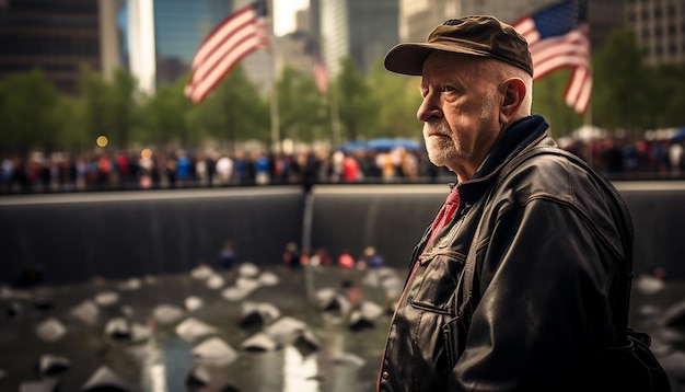 Fotografía del día conmemorativo del 911 Tristeza y anhelo 11 de septiembre Día del patriota Sesión de fotos emocional