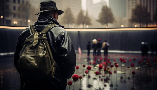 Fotografía del día conmemorativo del 911 Tristeza y anhelo 11 de septiembre Día del patriota Sesión de fotos emocional