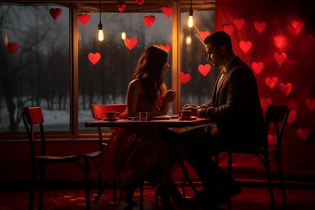 Fotografía del día de San Valentín de la noche de la cita romántica