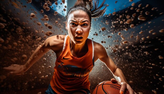 Foto fotografia dinâmica editorial de basquete em ação