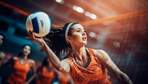 Foto fotografía dinámica editorial de voleibol femenino.