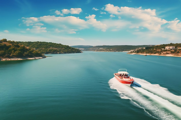 Fotografía divertida de paseos en bote por el lago travis