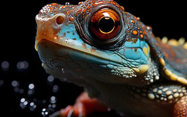 Fotografía divertida de selfie de tortuga bebé de cerca