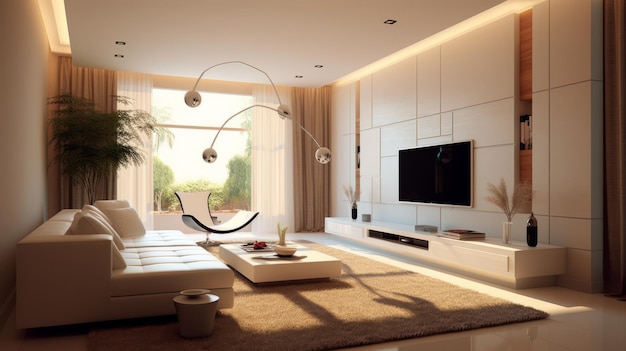 fotografia do design de interiores de uma casa de luxo com sala de estar moderna
