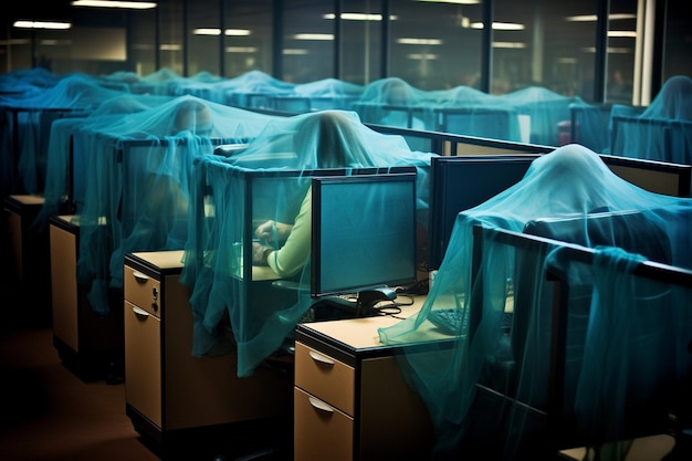 Fotografia do Escritório Velado nos Cubículos Escuros