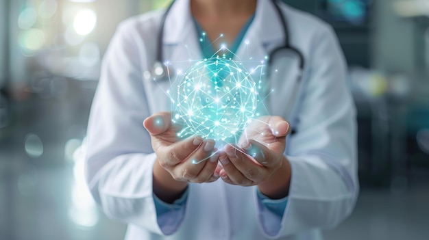 Fotografía de una doctora en su consultorio médico con el poder de cuidar y mejorar a la gente