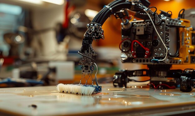 Fotografía documental cinematográfica de un robot Arduino en el estudio