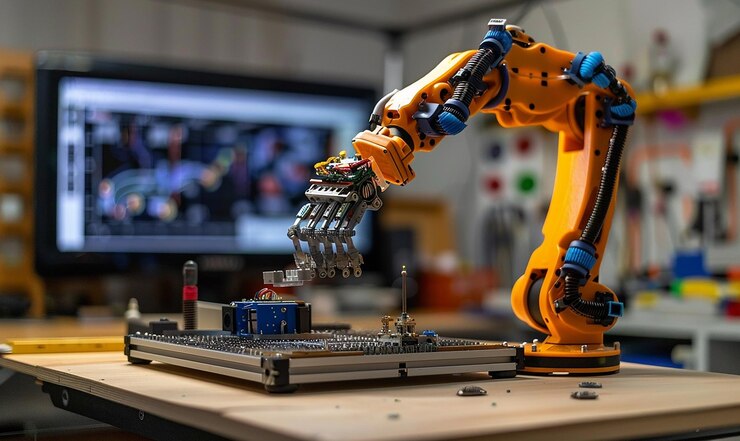 Foto fotografía documental cinematográfica de un robot arduino