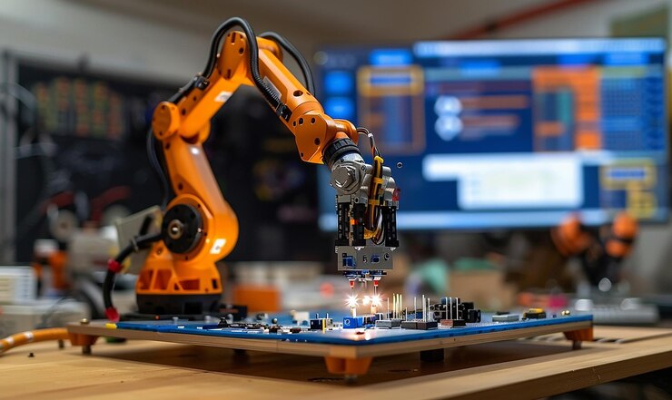 Foto fotografía documental cinematográfica de un robot arduino