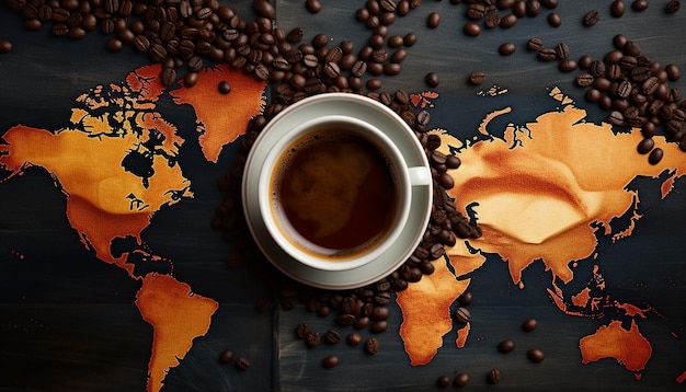 Fotografía editorial creativa del día internacional del café.