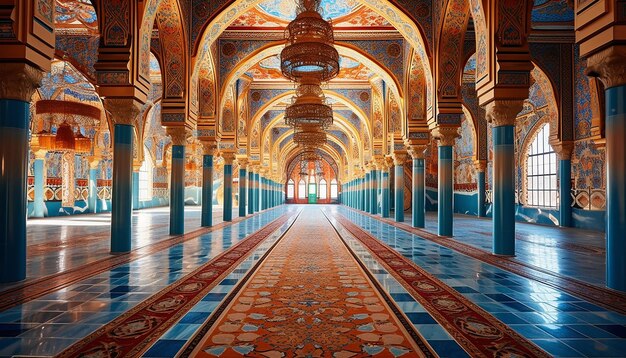 Foto fotografía editorial de diseño único de mezquita interior