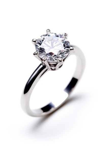 Fotografía de un elegante anillo de compromiso de diamantes