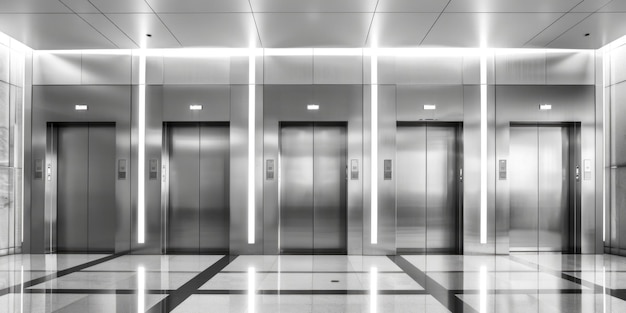 Foto fotografía elegante en blanco y negro de un ascensor adecuado para proyectos de diseño corporativo y arquitectónico