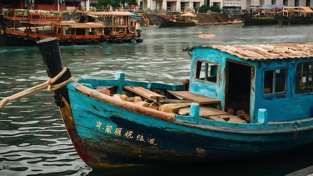 Fotografia em close de um velho barco em yuen long