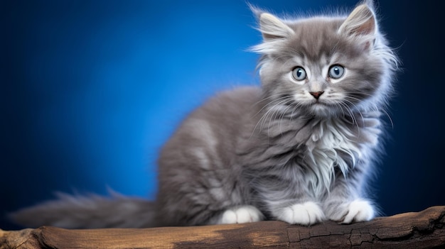 Fotografia em close-up de um gatinho fofinho e adorável contra um fundo vibrante mostrando características encantadoras