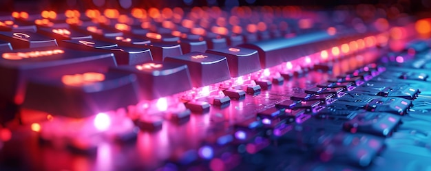 Fotografia em close-up do teclado Rgb Ar 52 de fundo