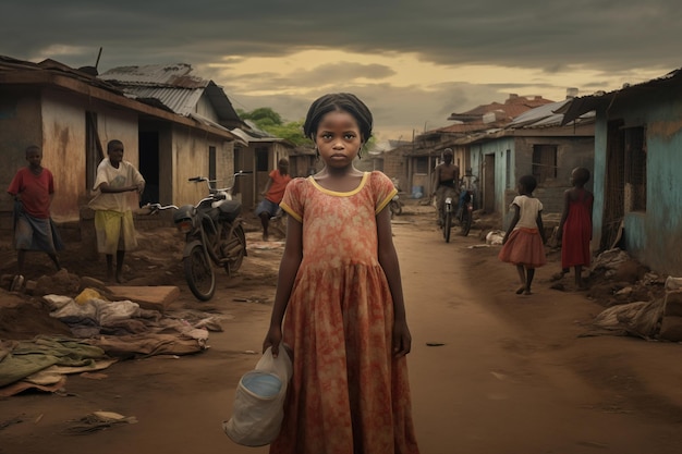 Fotografía empoderadora de una comunidad marginada que prospera con IA generativa