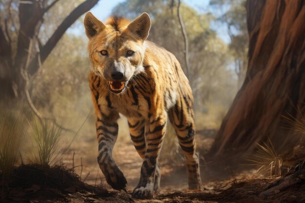 Foto fotografia encantadora da floresta do tigre da tasmânia