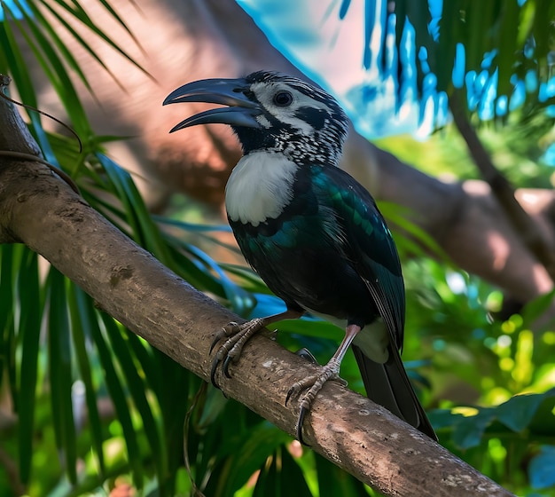 Foto fotografía de enfoque electivo de un lindo pájaro de pico rojo leiothrix