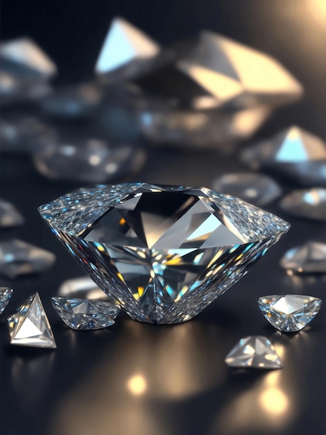 Fotografía de enfoque suave de hermosos diamantes Ilustración de IA generativa
