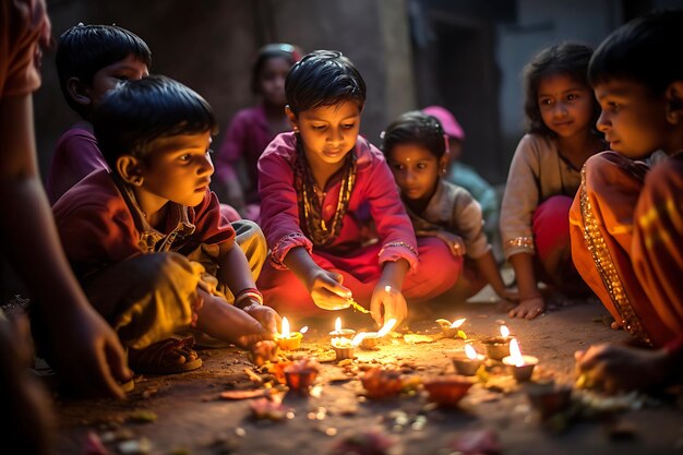 Fotografía Escena Capture una escena sincera y conmovedora durante las celebraciones de Diwali