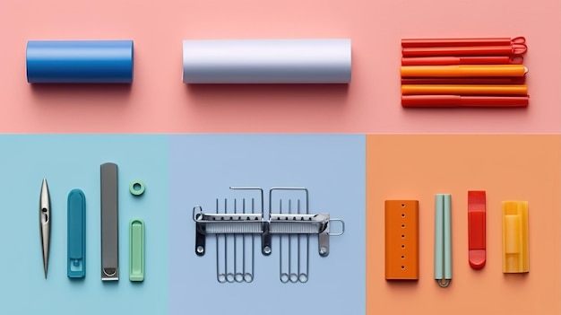 Foto una fotografía de estilo knolling minimalista de un objeto