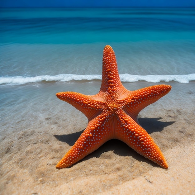 Fotografía de estrella de mar en primer plano en la playa