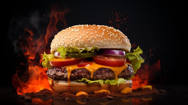 Foto fotografía de estudio ganadora del premio de hot burger