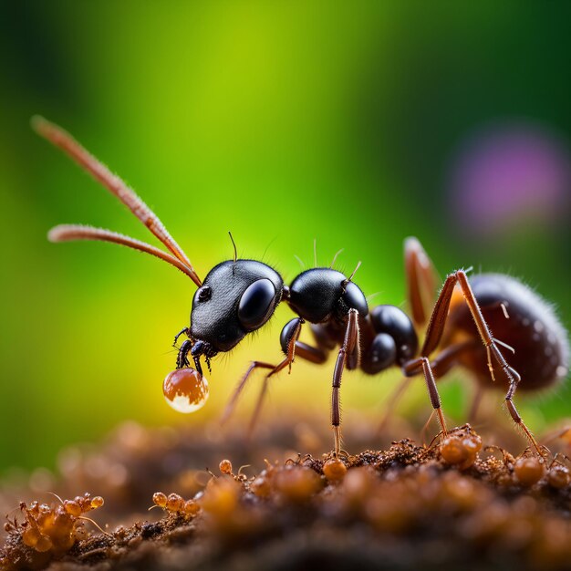 Fotografía de estudio con hormigas muy detalladas