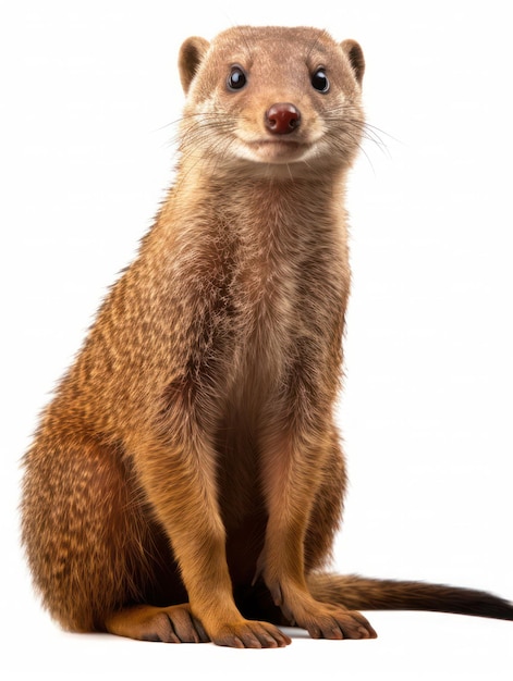 Fotografía de estudio de mangosta aislada en un fondo blanco claro IA generativa