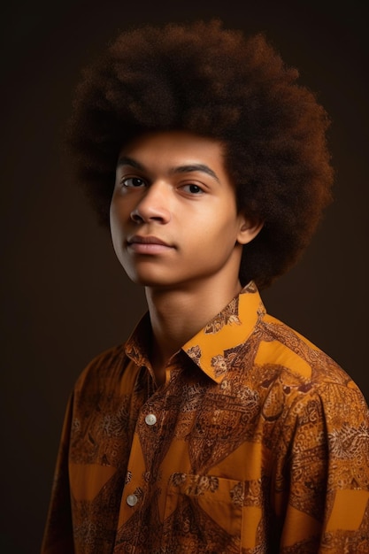 Foto fotografía de estudio de una persona con un afro con ropa casual