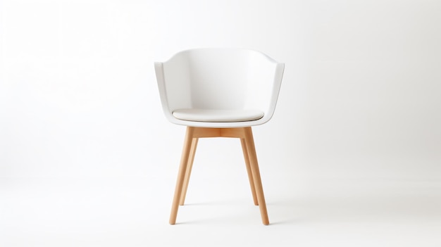 Fotografía de estudio de una silla elegante con tapa blanca y luz