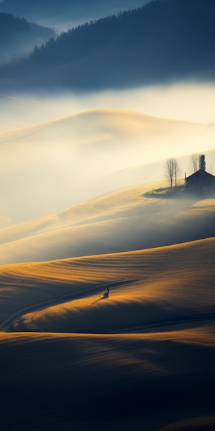 Foto fotografía etérea del paisaje toscano con una atmósfera de ensueño